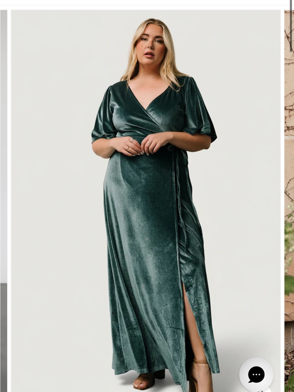 Baltic Born Blue/Green Velvet Wrap Maxi Dress